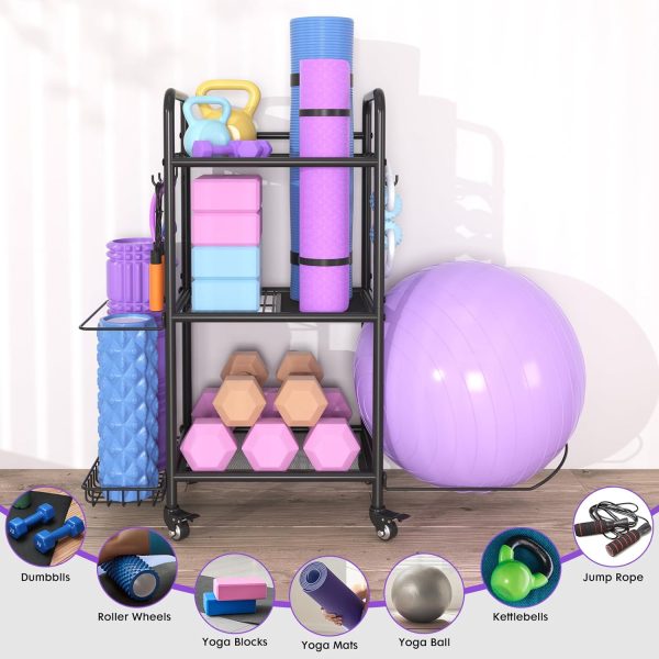 Home Gym Storage Rack Exercise Equipment Storage Organizer for Yoga Mat - Image 4