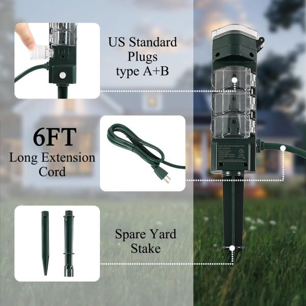 Sattiyrch Outdoor Power Strip Timer with Photocell, Remote Control,2/4/6/8 - Image 5