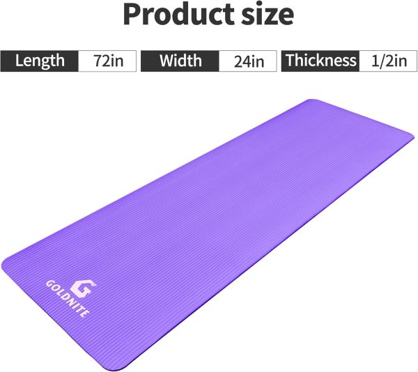 Yoga Mat,1/2 Inch Thick, Colorful Gymnastics Mats with Strap for Women Men, - Image 5