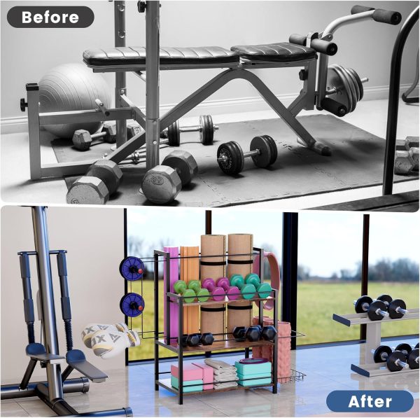 HOYRR Home Gym Storage, 3 Tier Home Gym Storage Rack, Weight Rack for Home - Image 5
