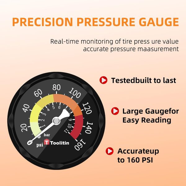 Bike Pump with Gauge,High Pressure,Floor Bicycle Pump Compatible with - Image 4