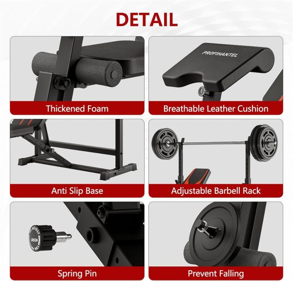 Adjustable Weight Bench, Bench Press Rack with Squat Rack, Leg Exercises - Image 6
