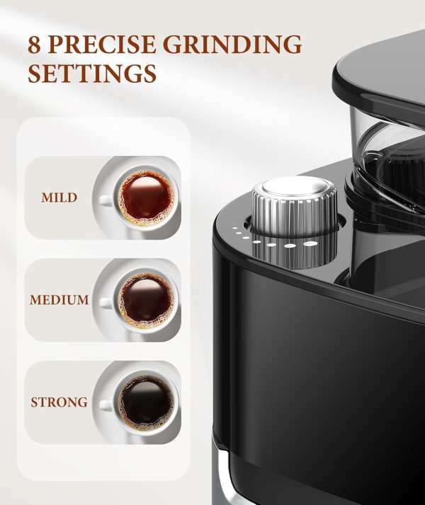 Joy Pebble 10-Cup Drip Coffee Maker with Grinder, Touch-Screen Drip Coffee - Image 3
