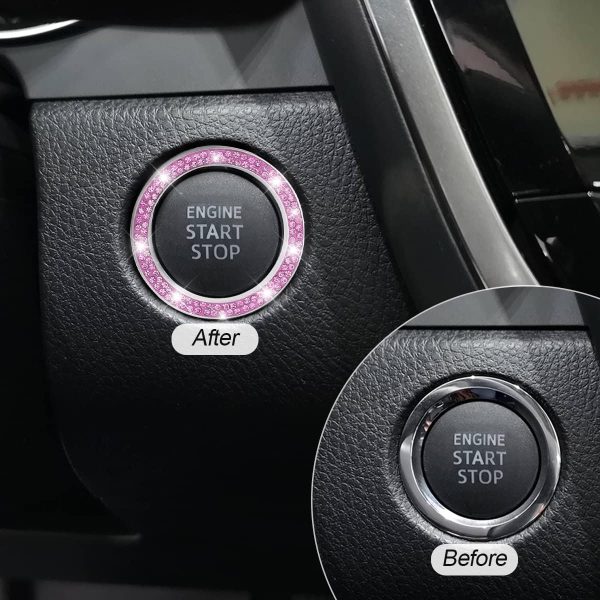 AUKEPO Car Bling Crystal Rhinestone Engine Start Ring Decals, 2 Pack Car - Image 4