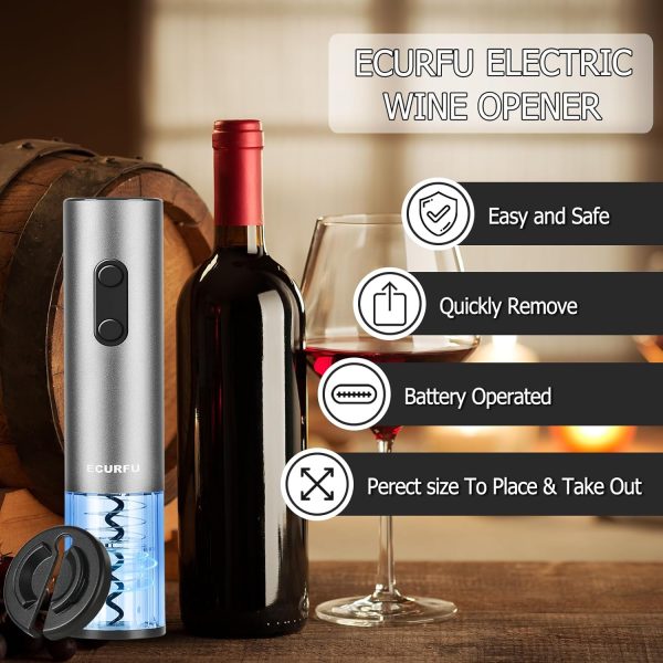 Electric Wine Opener, Battery Operated Wine Bottle Opener with Foil Cutter, - Image 6
