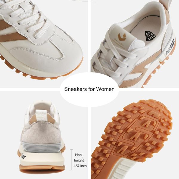 somiliss Sneakers for Women Genuine Leather Suede Patchwork Casual Lace Up - Image 4