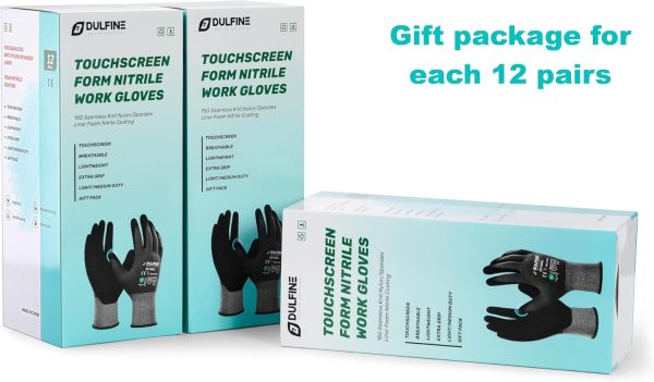 Safety Work Gloves MicroFoam Nitrile Coated-12 Pairs Pack,Red Seamless Knit - Image 2