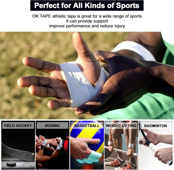 OK TAPE Athletic Sports Tape（4 Packs) - 45ft Per Roll Very Strong Tape for - Image 6