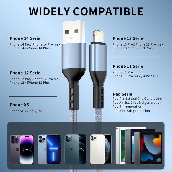 iPhone Charger, 3pack 10FT Apple MFi Certified Long Lightning Cable Fast - Image 7