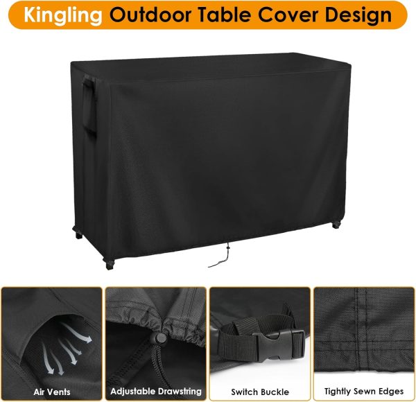 Kingling Outdoor Table Cover for Outdoor Bar Table, 72 Inch Waterproof - Image 2