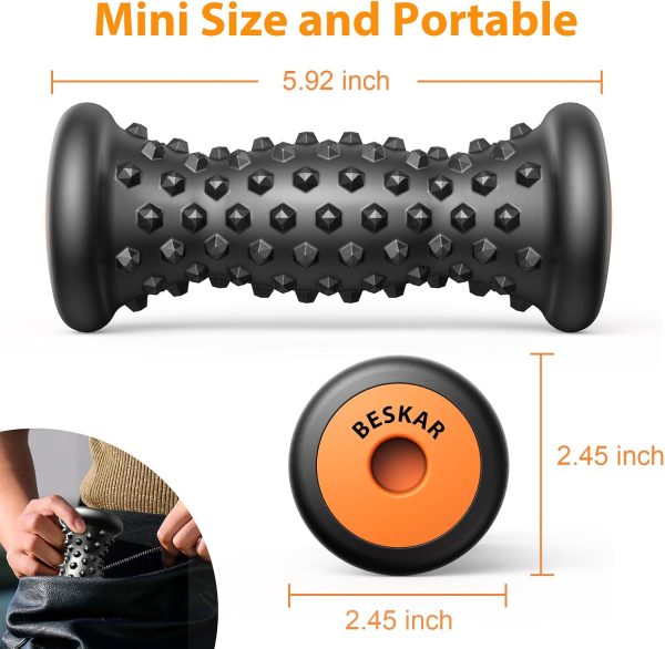 BESKAR Foot Massager Roller for Plantar Fasciitis Relief, Portable, Deep - Image 4