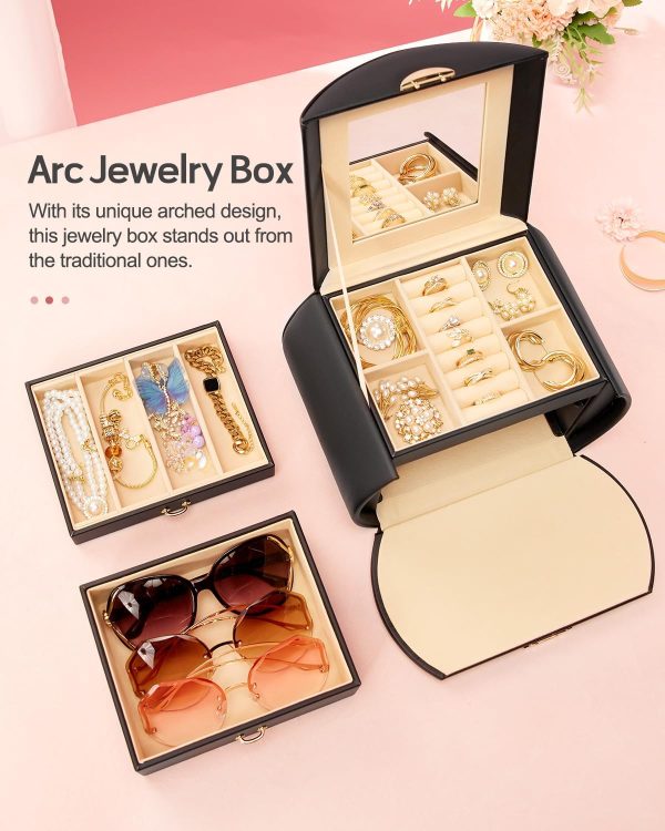 Homde Girls Jewelry Box Jewelry Storage Case Organizer with Mirror for - Image 2