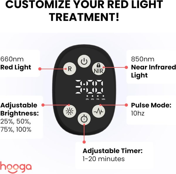 Hooga Red Light Therapy Wrap, Infrared Light Belt with 120 LEDs, Red & - Image 3
