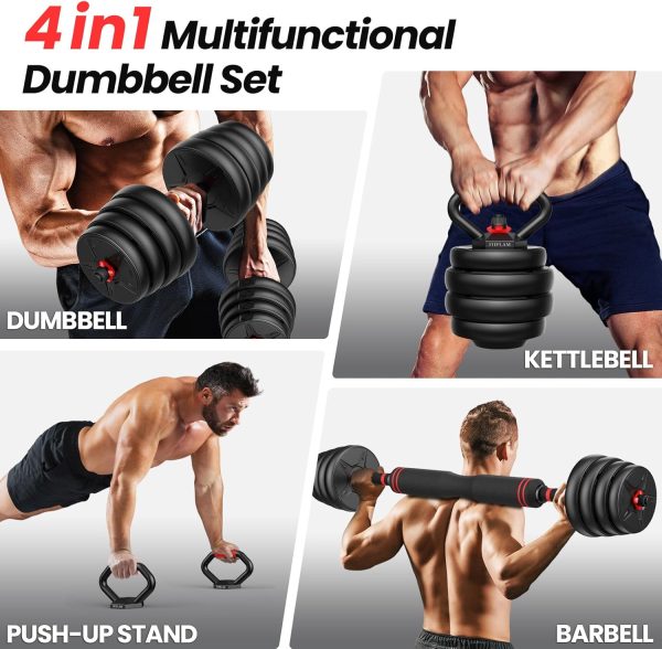 Adjustable dumbbell set, 55/70lbs Free Weights set with upgraded nut, 4 in - Image 2