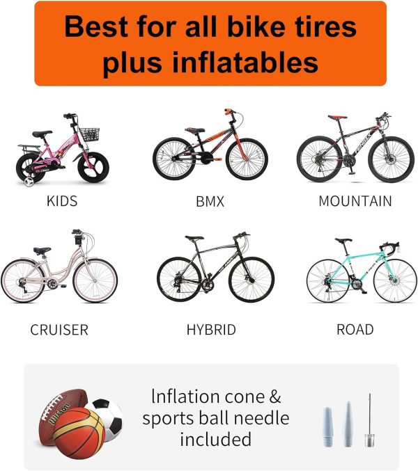 Bike Pump with Gauge,High Pressure,Floor Bicycle Pump Compatible with - Image 8