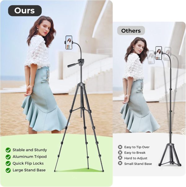 Aureday Phone Tripod, 82" Tripod for iPhone with Flexible Gooseneck, - Image 5