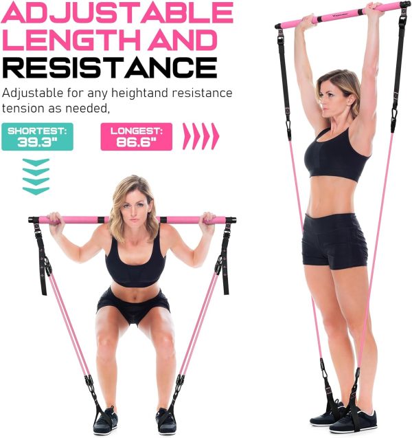 Pilates Bar Kit with Resistance Bands, Multifunctional Pilates Bar for - Image 5