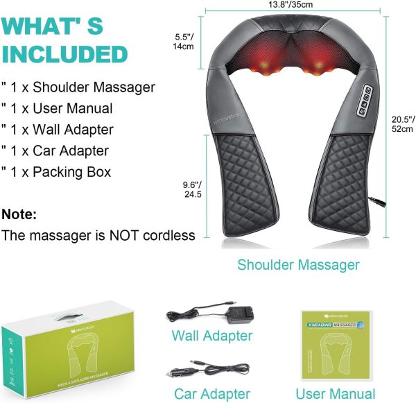 Medcursor Neck Massager, Portable Electric Shiatsu Back Massage Device with - Image 2