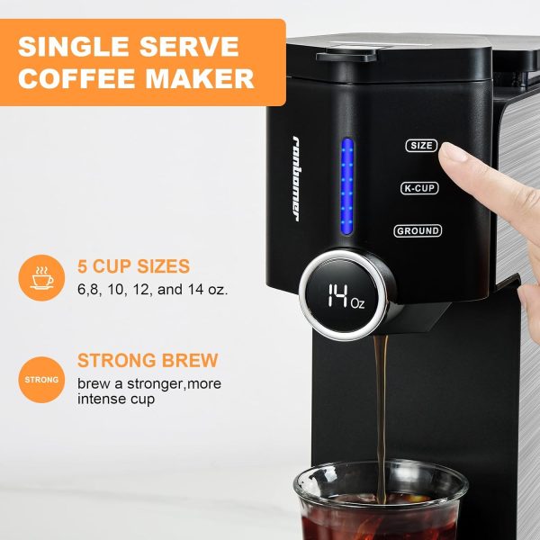 K Cup Pod Coffee Maker,One Cup Coffee Machine Brew 6-14 oz Ground Coffee - Image 3
