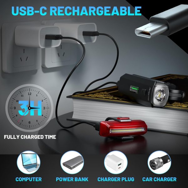 Bike Lights Front and Back, 1200 Lumen Bicycle Light for Night Riding, - Image 6