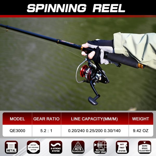 6.89ft Fishing Rod and Reel Combo, 2PCS Telescopic Carbon Fiber Fishing Rod - Image 4