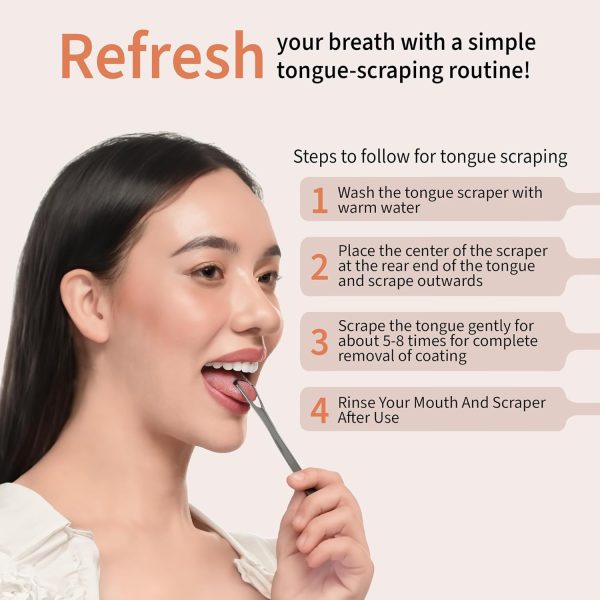 MasterMedi Tongue Scraper for Adults, 100% Stainless Steel Tongue Scrubber - Image 6