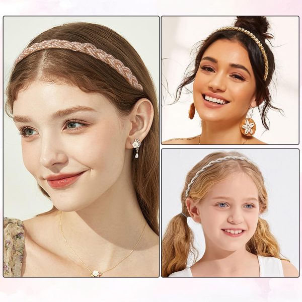 LYroo Cute Pearl Headbands Beaded Headband Metal Head Bands No Slip Fashion - Image 5