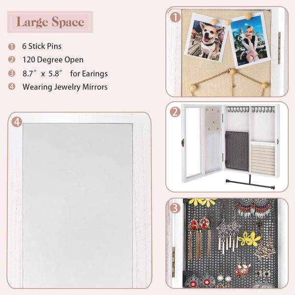 Keebofly Wall Mounted Jewelry Organizer With Rustic Wood Large Space - Image 4