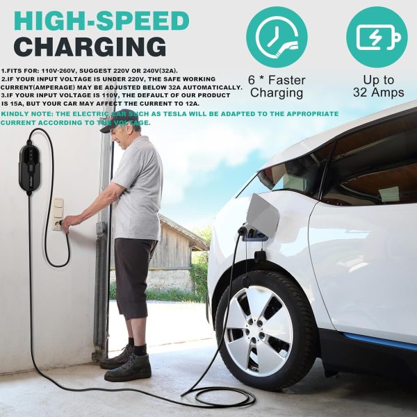 32A Electric Vehicle Charger, Level 2 EV Charger, Portable EVSE Charging - Image 3