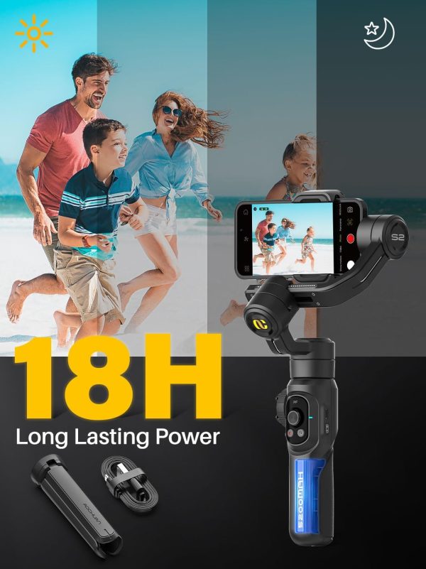 Professional Gimbal Stabilizer for Smartphone,Built-in 18CM Extension Rod - Image 7