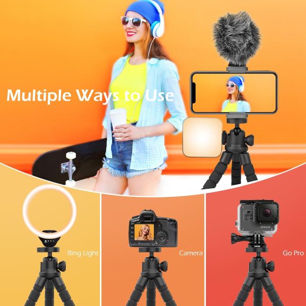 Aureday Cell Phone Tripod, Flexible Mini Tripod with Remote and Cold Shoe, - Image 6