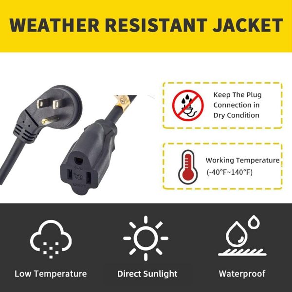 Flat Plug Indoor Extension Cord, UL Listed, 16 Gauge 30FT Black 3 Prong - Image 7