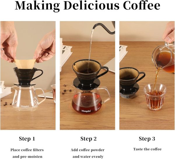 Mongdio V60 Ceramic Pour Over Coffee Dripper, Reusable Porcelain Portable - Image 6