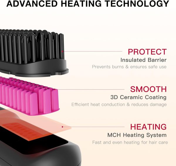 Hair Straightener Brush, Hair Straightening Brush Comb, Negative Ions - Image 4