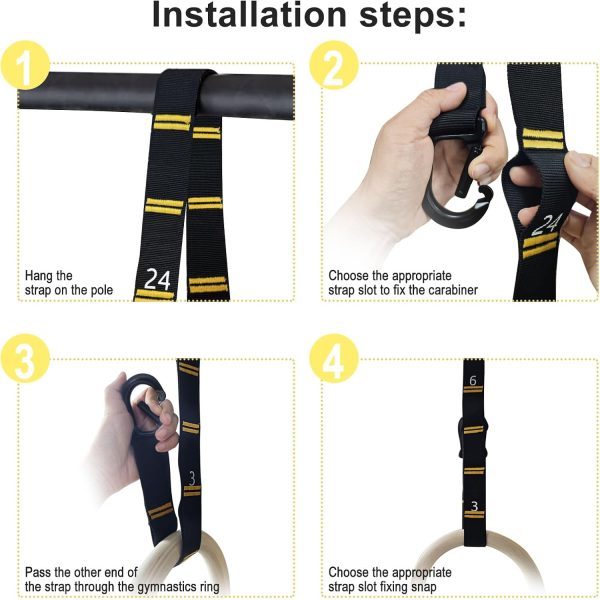 Adjustable Numbered Straps for Gymnastic Rings & Pull Up Handles, 8.2FT - Image 3
