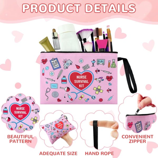 24 Pcs Nurse Gift Bulk for Women Nurse Canvas Cosmetic Bags Zipper Pouch - Image 3