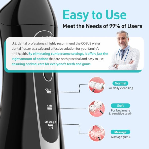 COSLUS Water Dental Flosser Teeth Pick: Portable Cordless Oral Irrigator - Image 6
