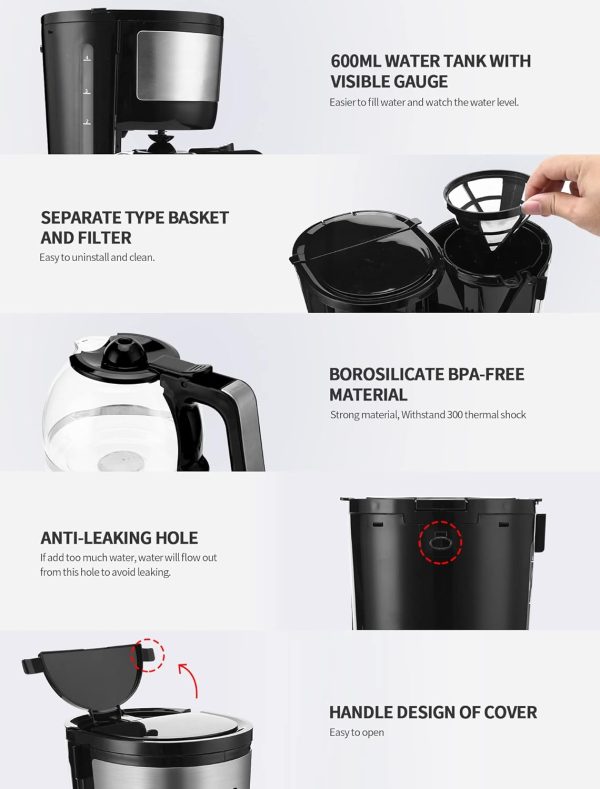 Gevi 4-Cup Coffee Maker, Small Drip Coffeemaker Compact Coffee Pot Brewer - Image 7