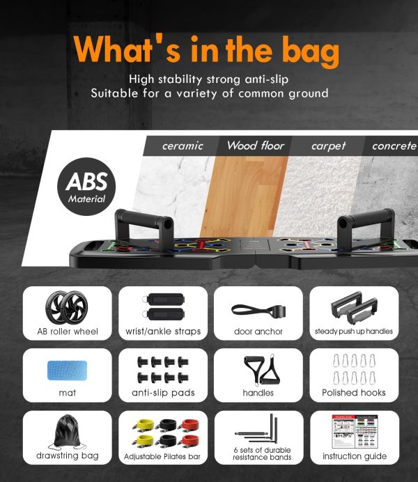 Push Up Board,Home Gym,Portable Exercise Equipment,Pilates Bar & 20 Fitness - Image 4