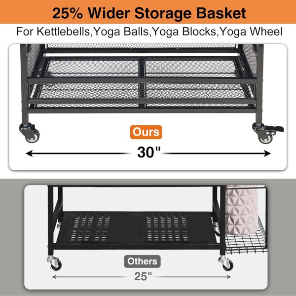 56'' Taller Home Gym Storage Organizer, Yoga Mat Storage Rack with Hanging - Image 4