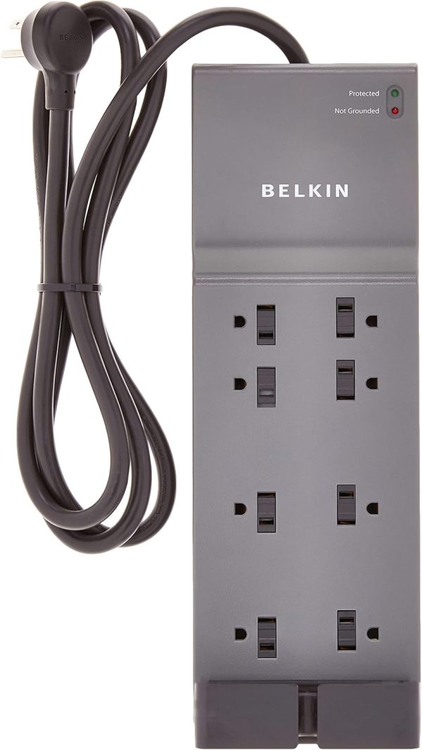 Belkin 8-Outlet Power Strip Surge Protector w/Flat Plug, 6ft Cord – Ideal - Image 2