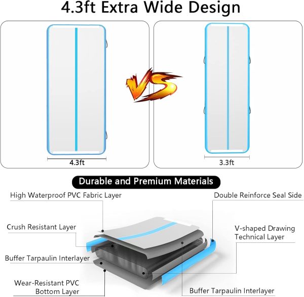 Inflatable Air Gymnastics Mat 10ft/13ft/16ft/20ft Tumbling Mat with - Image 3