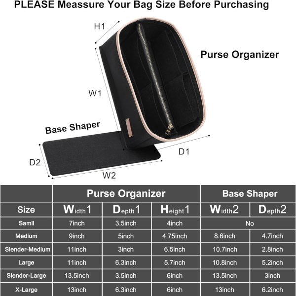 Doxo Purse Organizer Insert & Base Shaper 2pc Set, Felt Handbag Bag Fit LV - Image 4