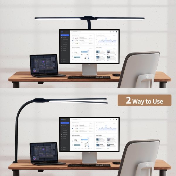 Led Desk Lamp for Office Home,Remote Control 24W Dual Head Lamp with Clip, - Image 8