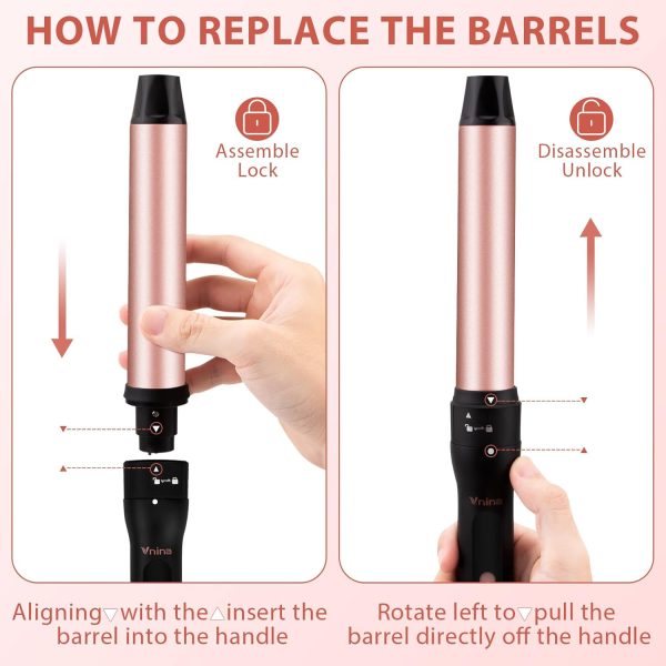 5 in 1 Curling Iron Set, 3 Interchangeable Ceramic Hair Curling - Image 5