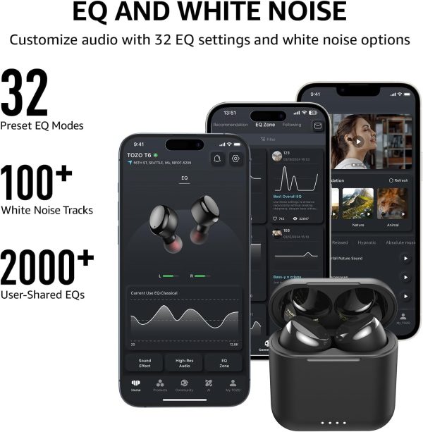 TOZO T6 True Wireless Earbuds Bluetooth 5.3 Headphones 45H Long Playtime, - Image 5