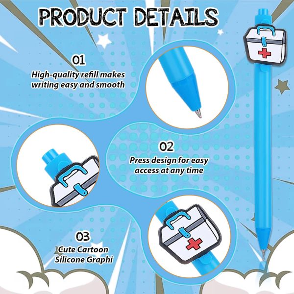 cobee 6PCS Cute Nurse Pens, Funny Nursing Pens 0.5mm Retractable Pens Nurse - Image 5
