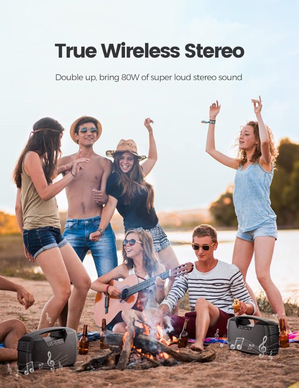 IPX7 Waterproof Bluetooth Speaker, 40W(60 Peak) Portable Wireless Speaker - Image 6