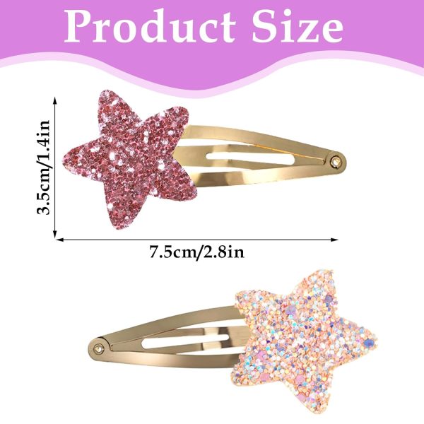 16Pcs Glitter Stars Hair Clips, Cute Metal Sparkly Snap Pins, Fashion Hair - Image 2