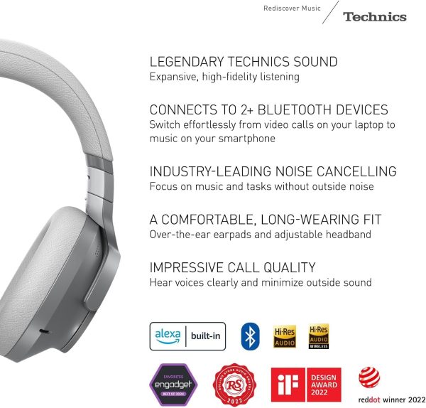 Technics Wireless Noise Cancelling Headphones, 50 Hours Battery Life, - Image 2